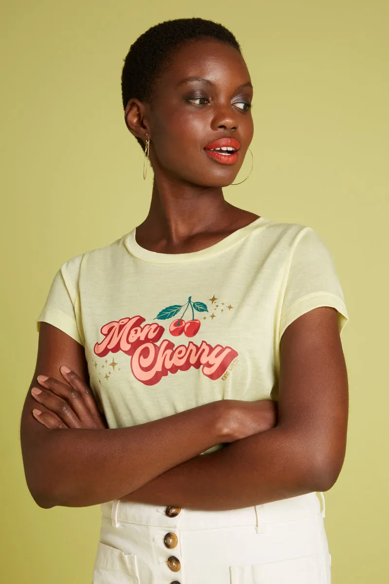 Lichtgeel t-shirt met opdruk | King Louie Cath tee cherry light yellow