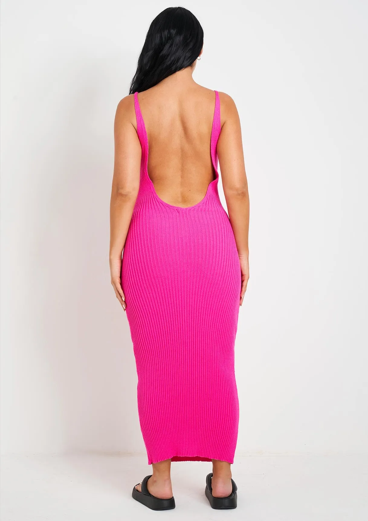 Luella Pink Rib Knit Midi Dress