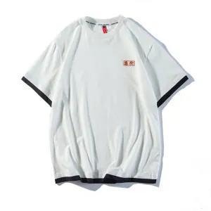 Men's T-Shirt Summer Men's Solid Color round Neck Embroidered T-shirt
