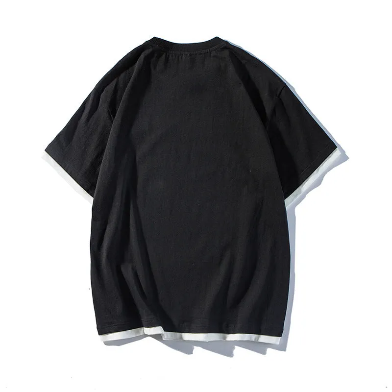 Men's T-Shirt Summer Men's Solid Color round Neck Embroidered T-shirt