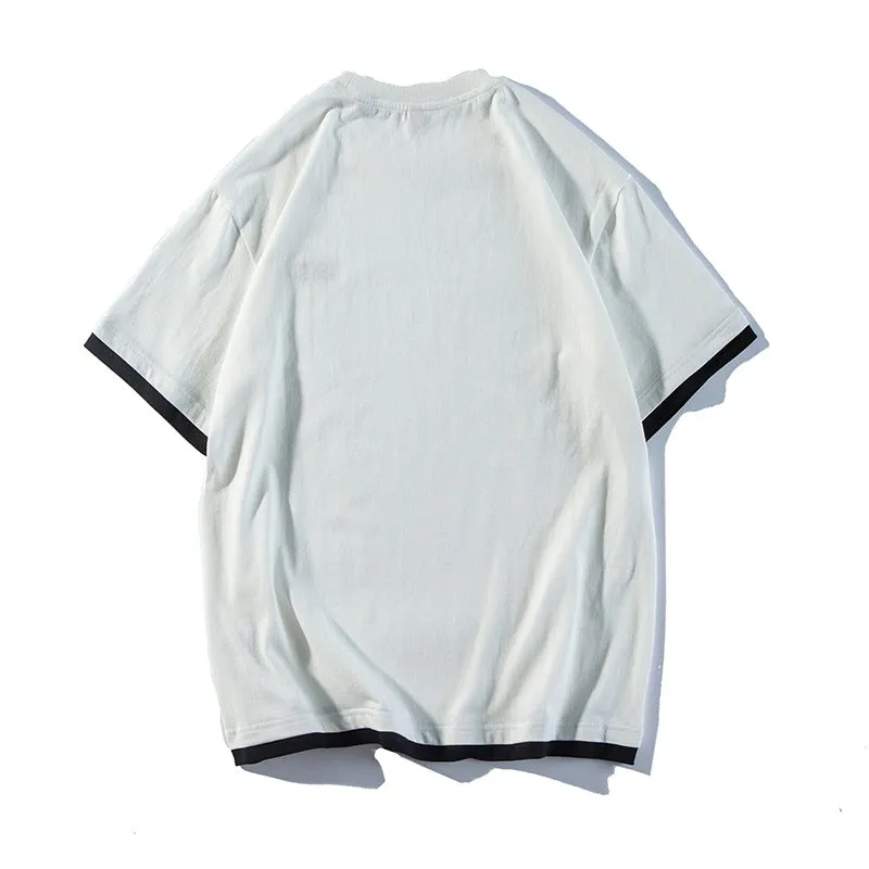 Men's T-Shirt Summer Men's Solid Color round Neck Embroidered T-shirt
