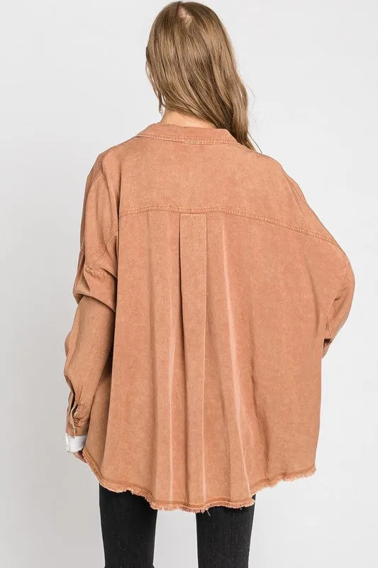 Mineral Washed Button Down Tencel Shirt