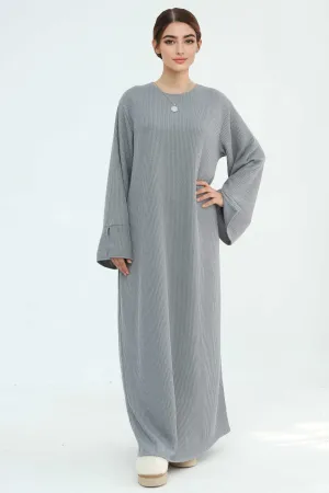NOOR Knit Maxi Dress Abaya 912 - Light Gray