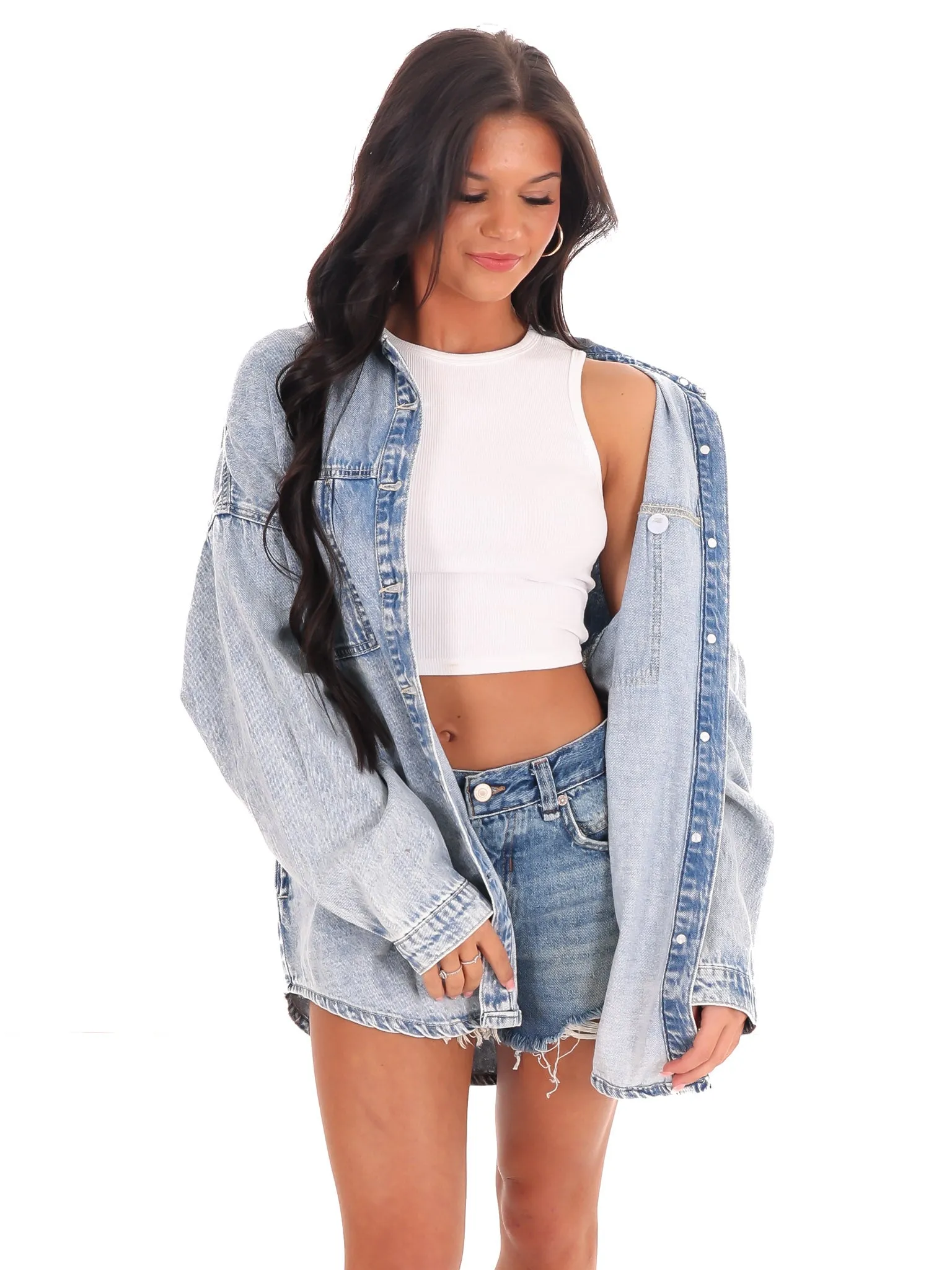 Paper Hearts Oversized Denim Shacket
