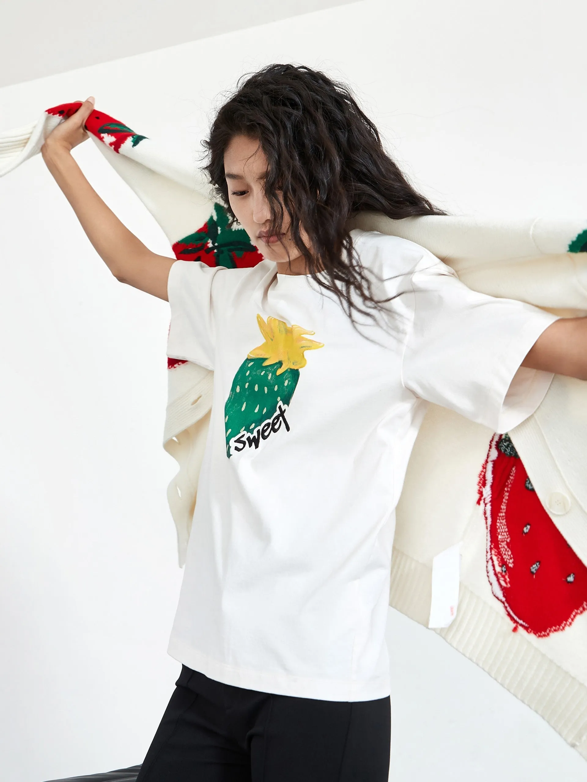 Pattern Print Cotton T-shirt