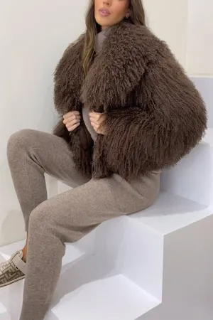 Rebadress Open Front Winter Faux Fur Teddy Coat