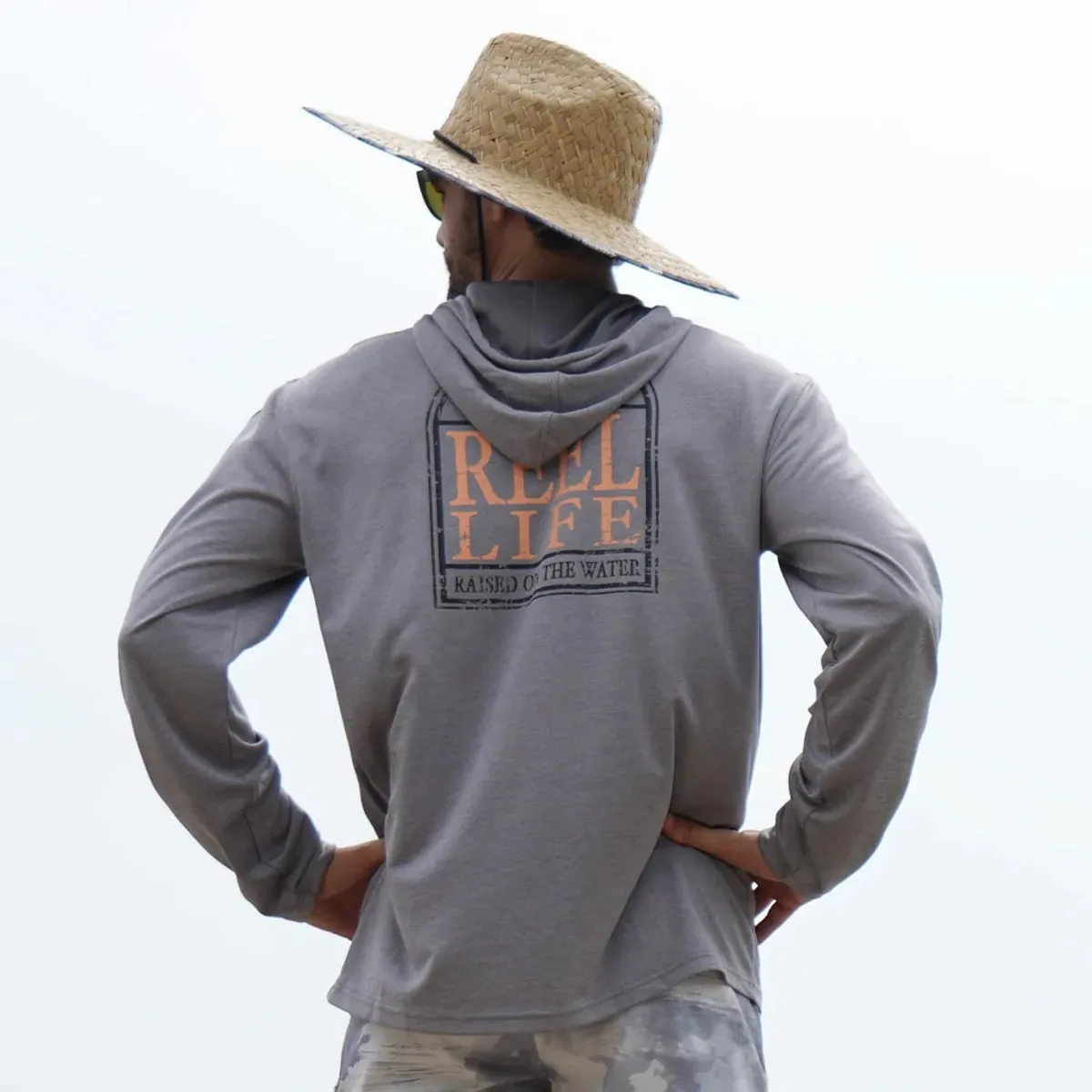 Reel Life Destin Heathered Pullover Hoodie - Silver Filigree