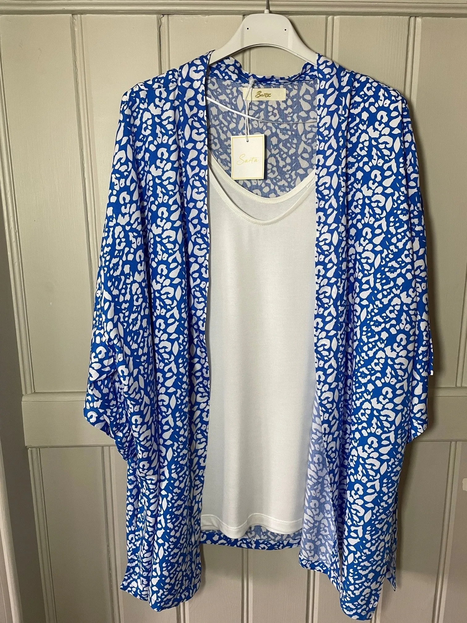 Sarta Pink Two Tone Leopard Print Kimono