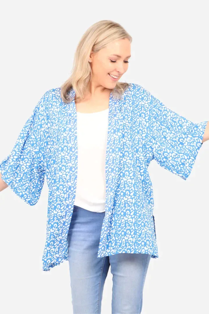 Sarta Pink Two Tone Leopard Print Kimono
