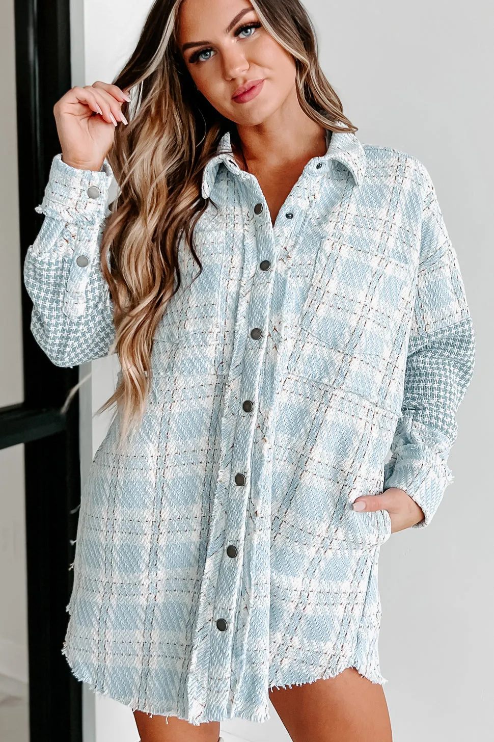 Something About You Plaid Shacket (Blue)