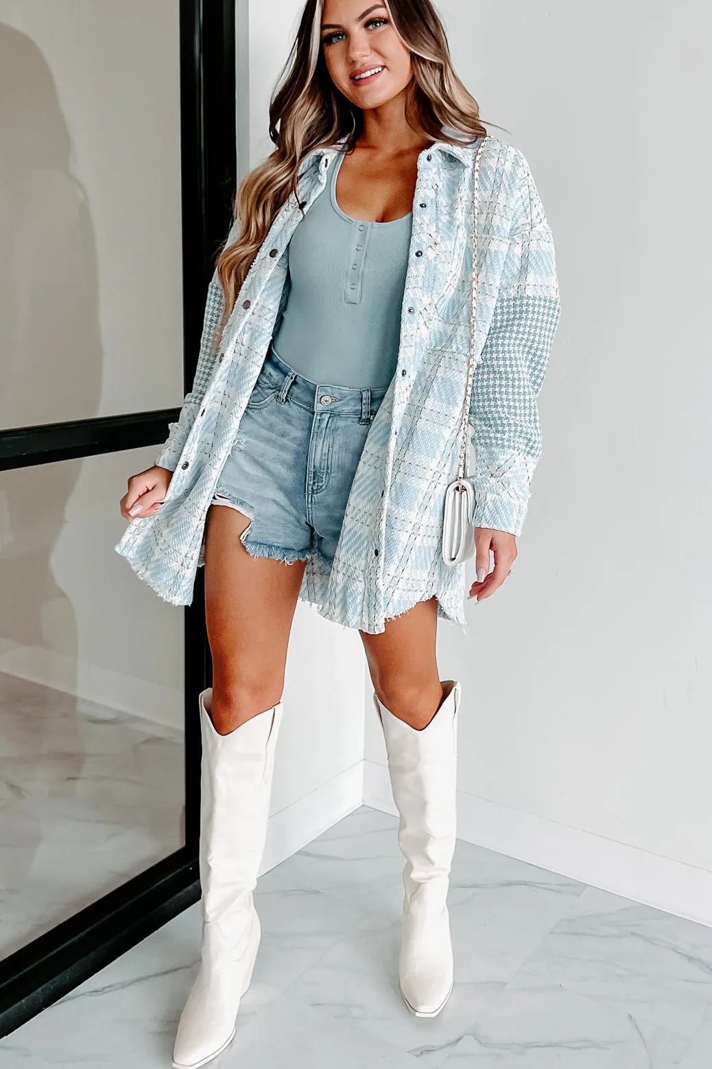 Something About You Plaid Shacket (Blue)
