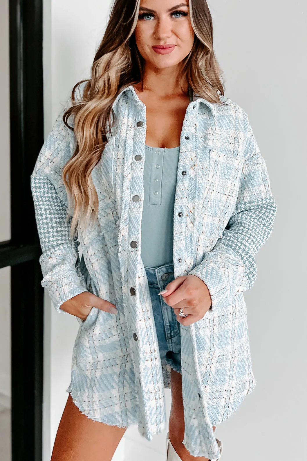Something About You Plaid Shacket (Blue)
