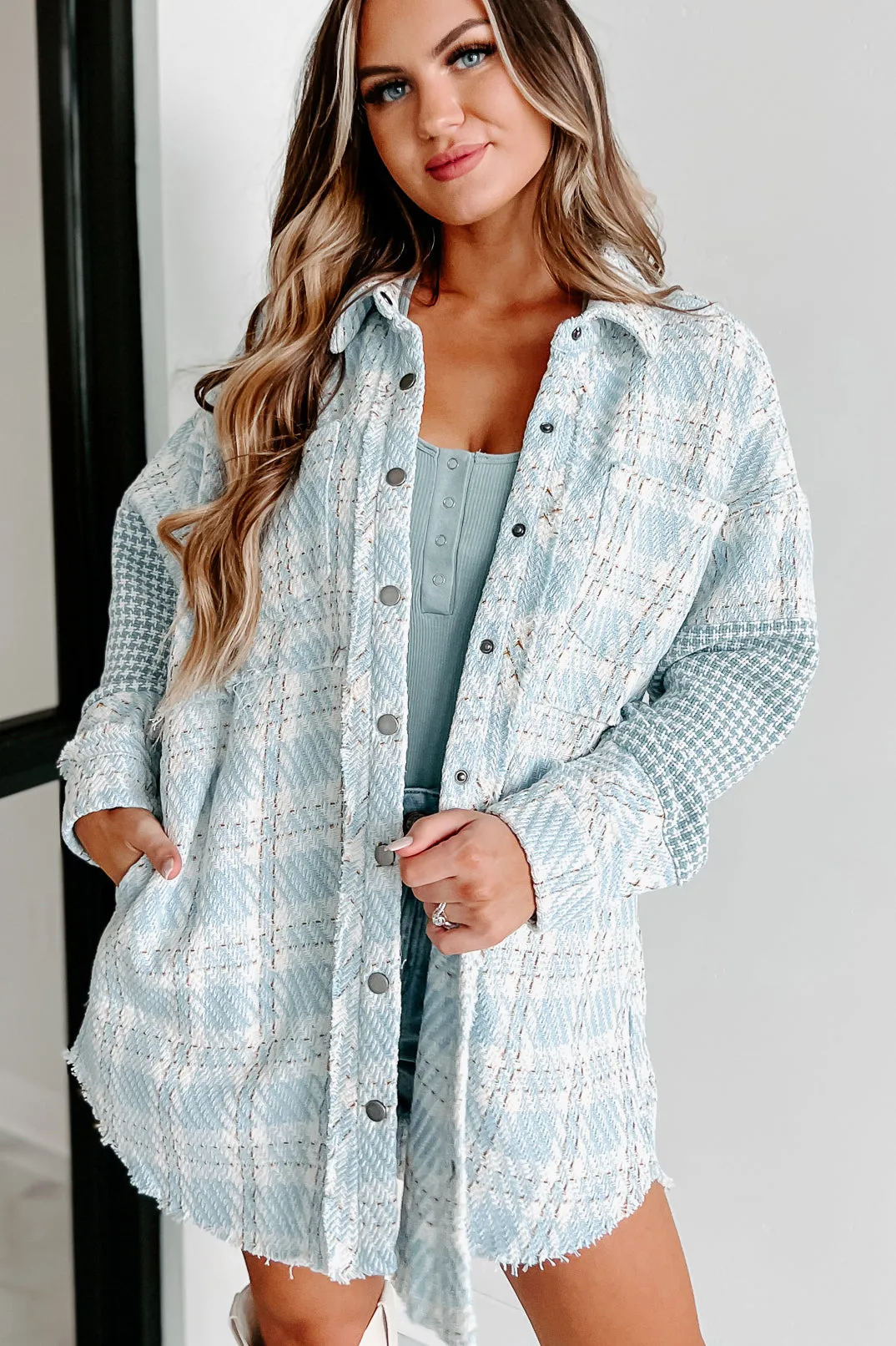 Something About You Plaid Shacket (Blue)