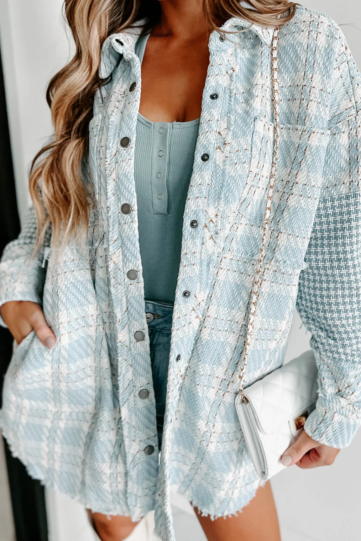 Something About You Plaid Shacket (Blue)