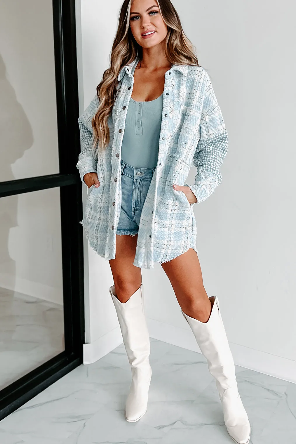 Something About You Plaid Shacket (Blue)
