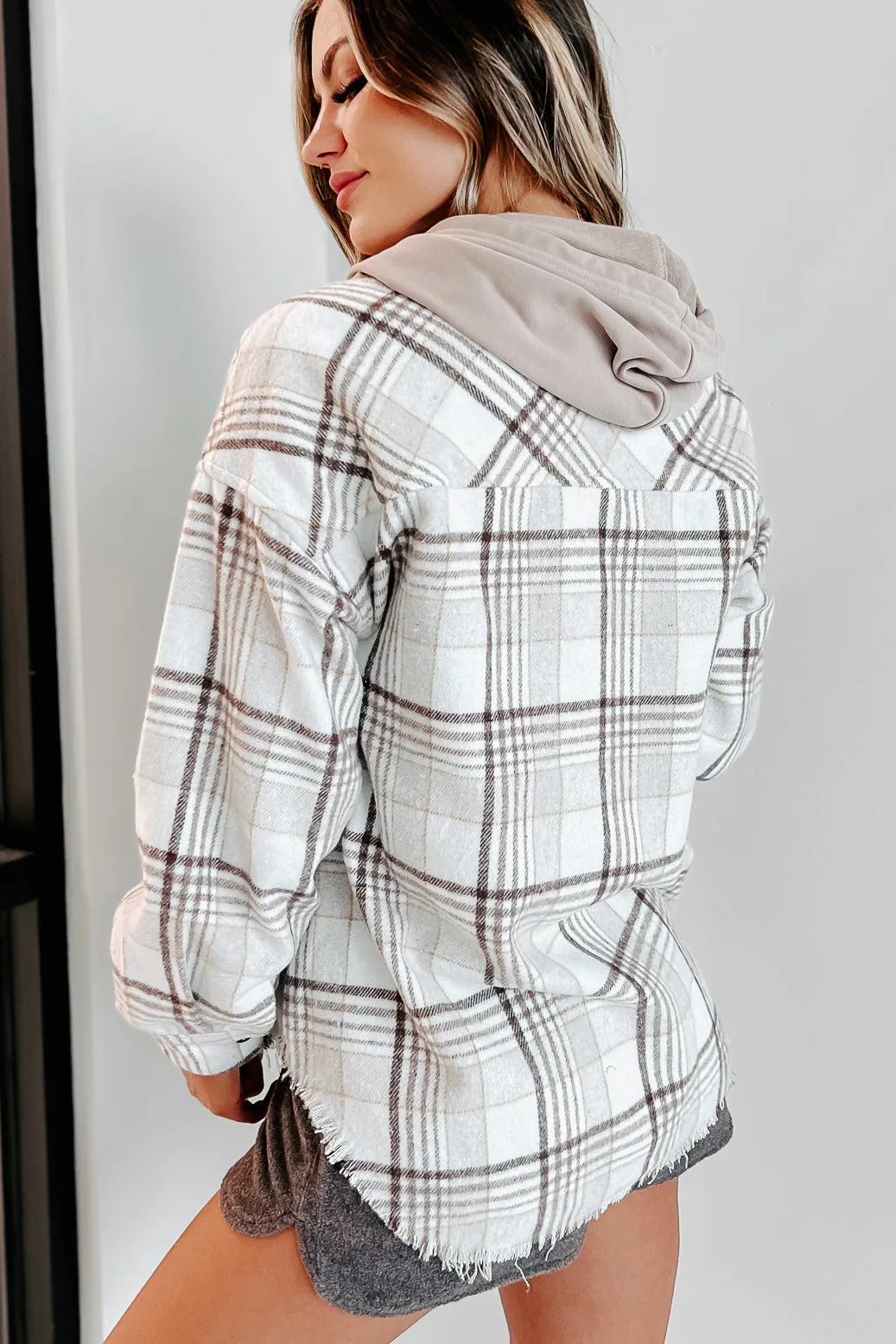 Soph Plaid Hooded Shacket (Cream)