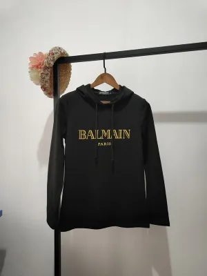 T Shirt Balmain Spring Gilding Letters Cotton Hooded Sweater