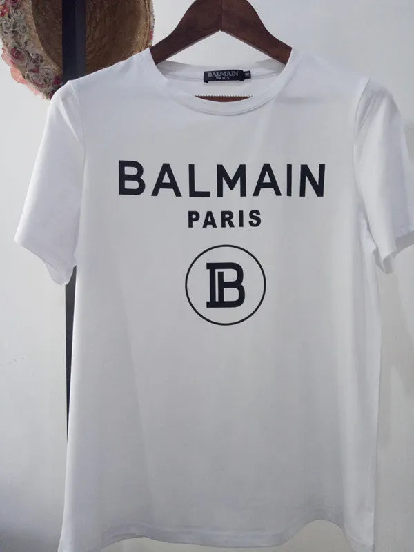 T Shirt Balmain Spring/Summer Short Sleeve Printed Letter Cotton T-shirt