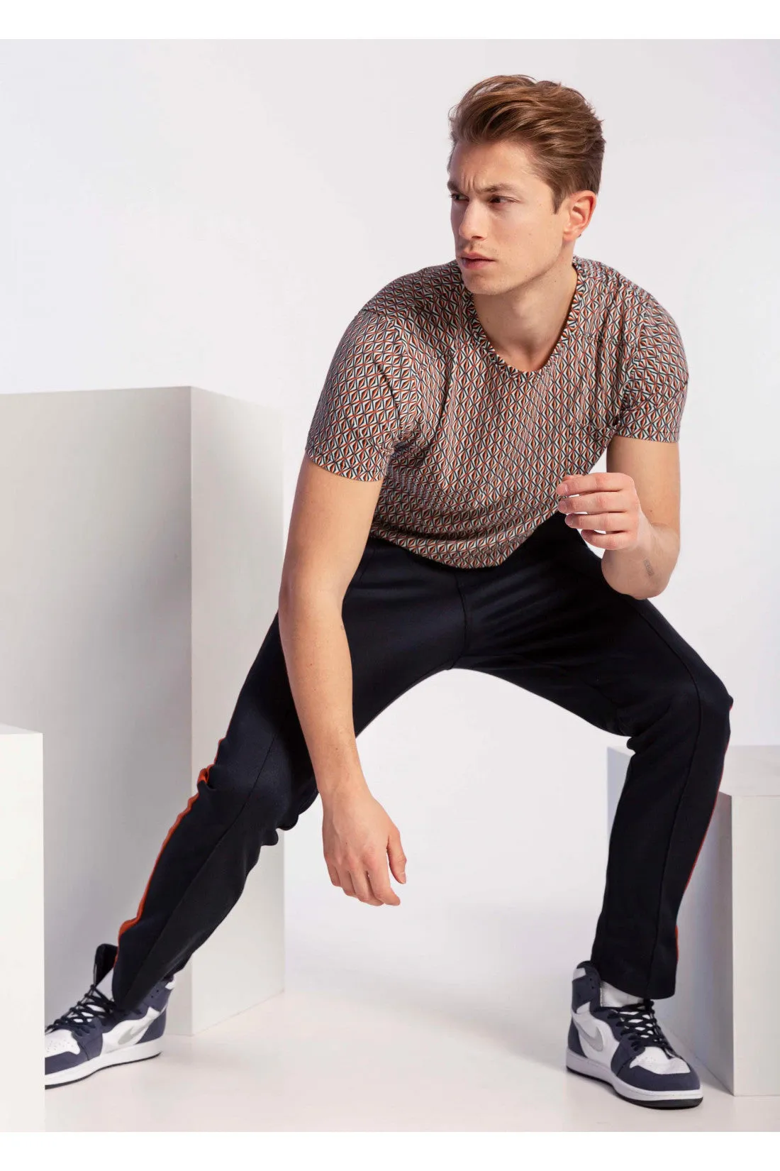 T-shirt met geometrische print | 4Funkyflavours men love tempo