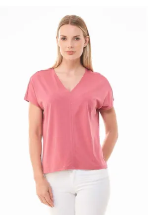 T-shirt met V-hals | Organication women's v-neck t-shirt desert rose