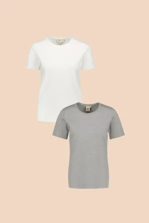 The T-Shirt tuplapakkaus - White & Grey Melange