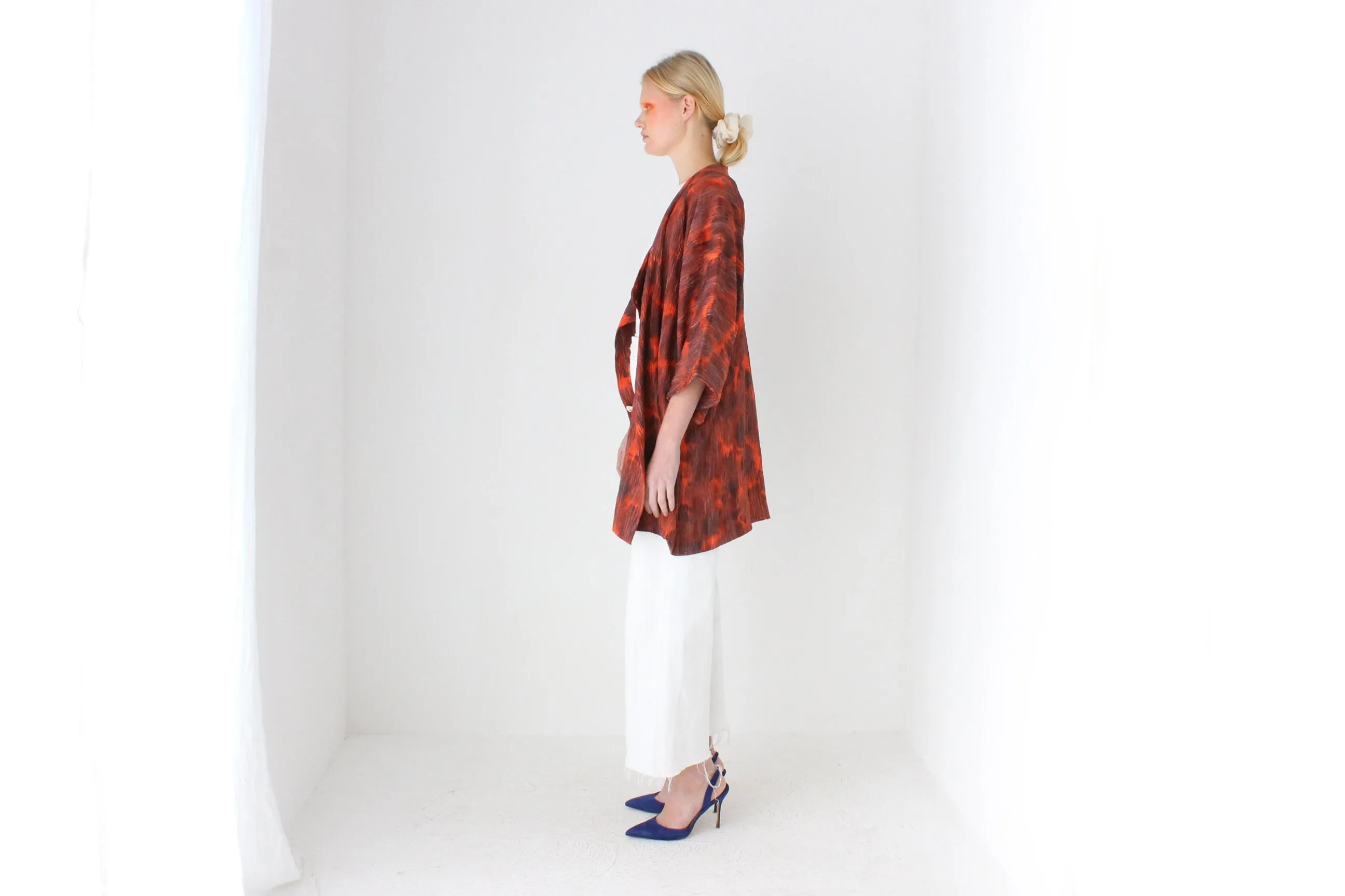 Traditional Japanese Textured Tie Dye Kimono