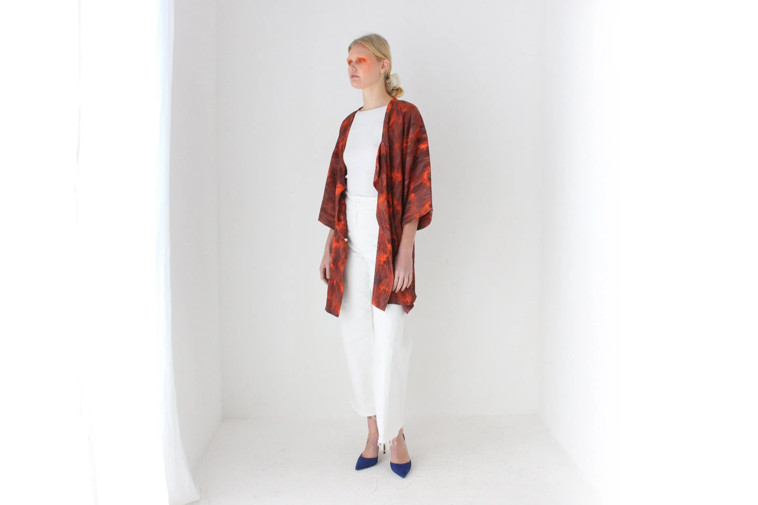 Traditional Japanese Textured Tie Dye Kimono