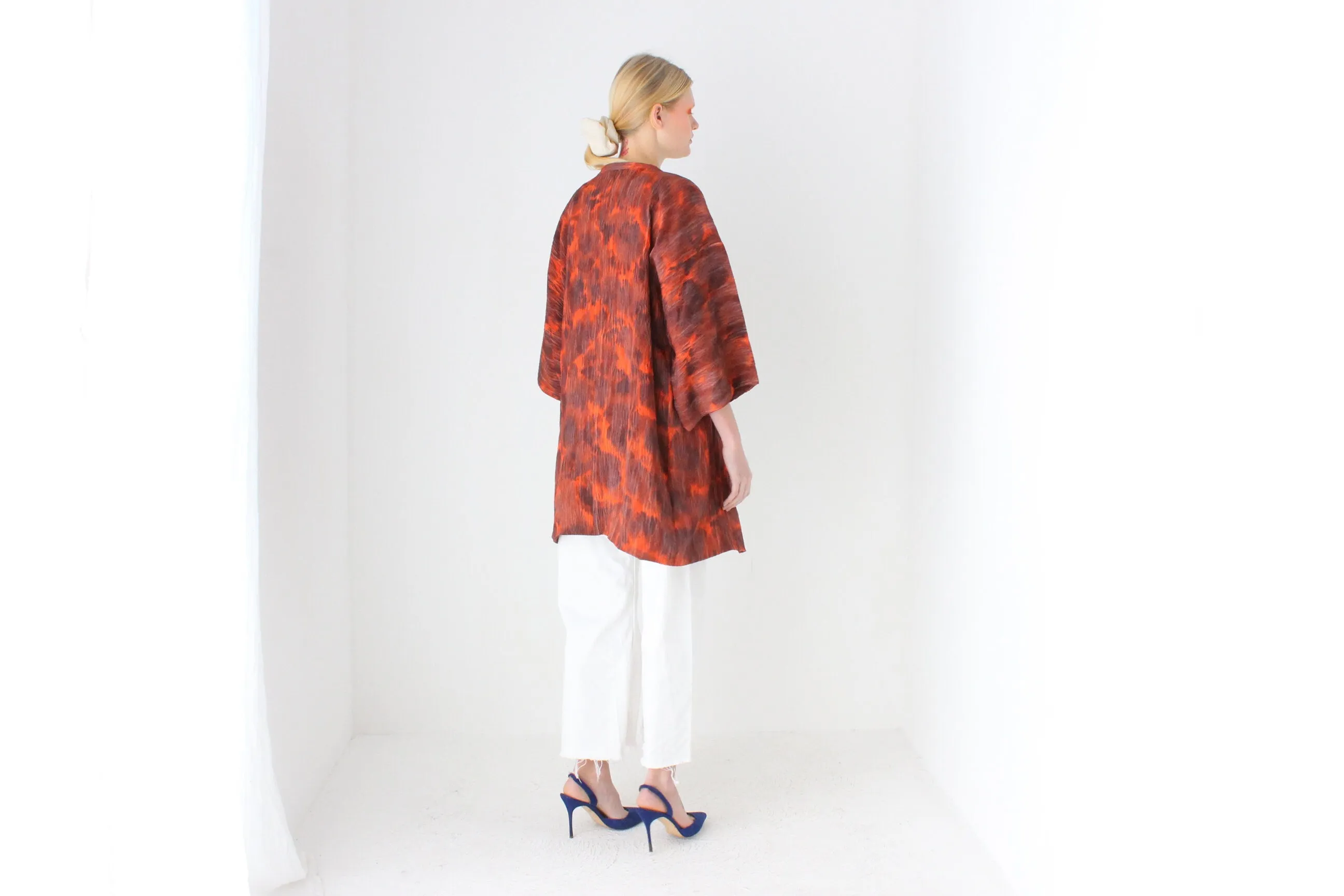 Traditional Japanese Textured Tie Dye Kimono