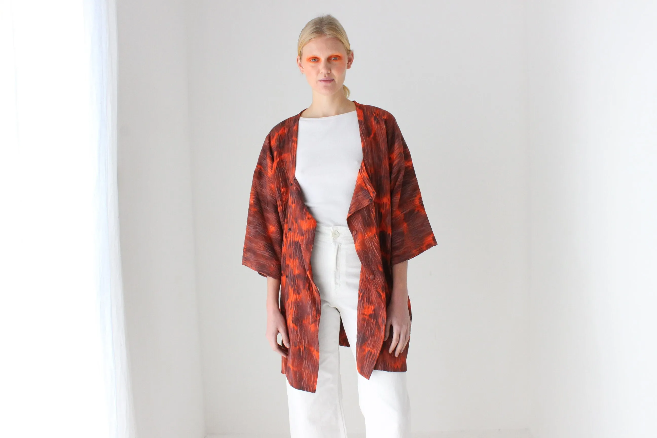 Traditional Japanese Textured Tie Dye Kimono