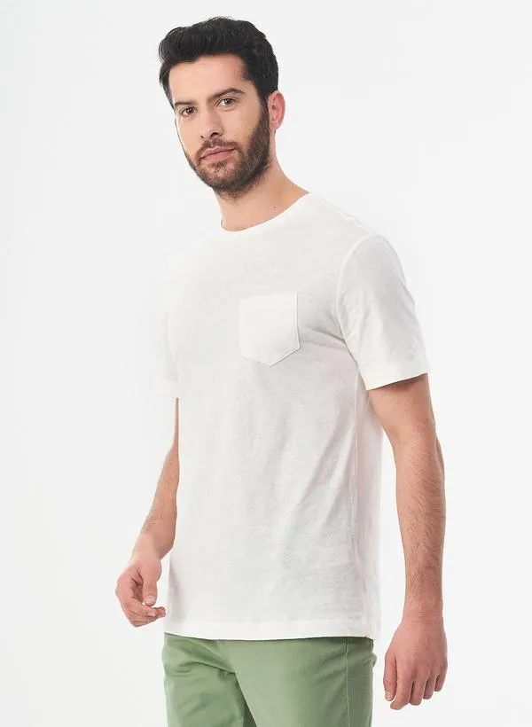 Wit t-shirt voor mannen | Organication pocket t-shirt white