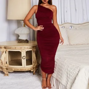 Women's Spring/Summer Sheath Asymmetrical High-Waist Dress