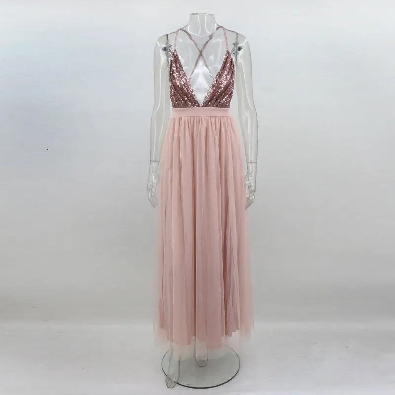 Women's Summer A-Line V-Neck Long Dress With Lace