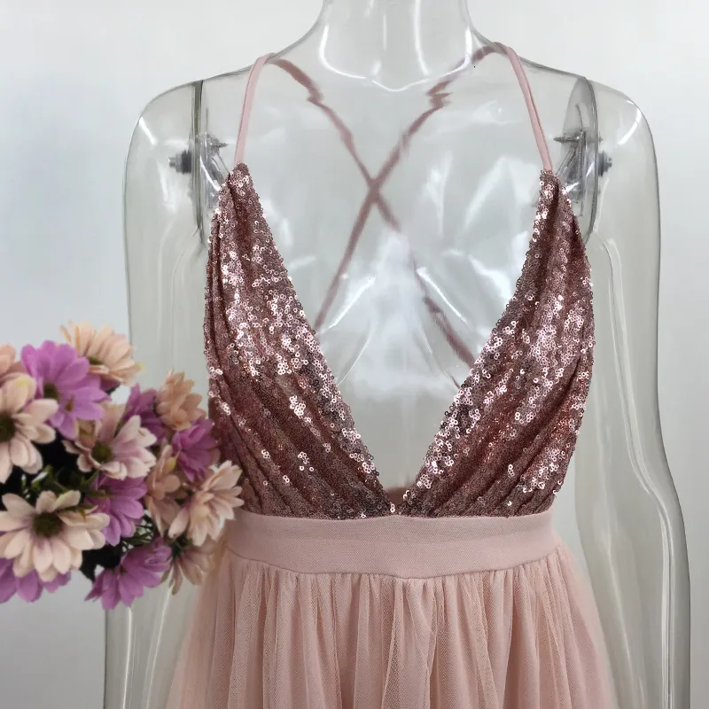 Women's Summer A-Line V-Neck Long Dress With Lace