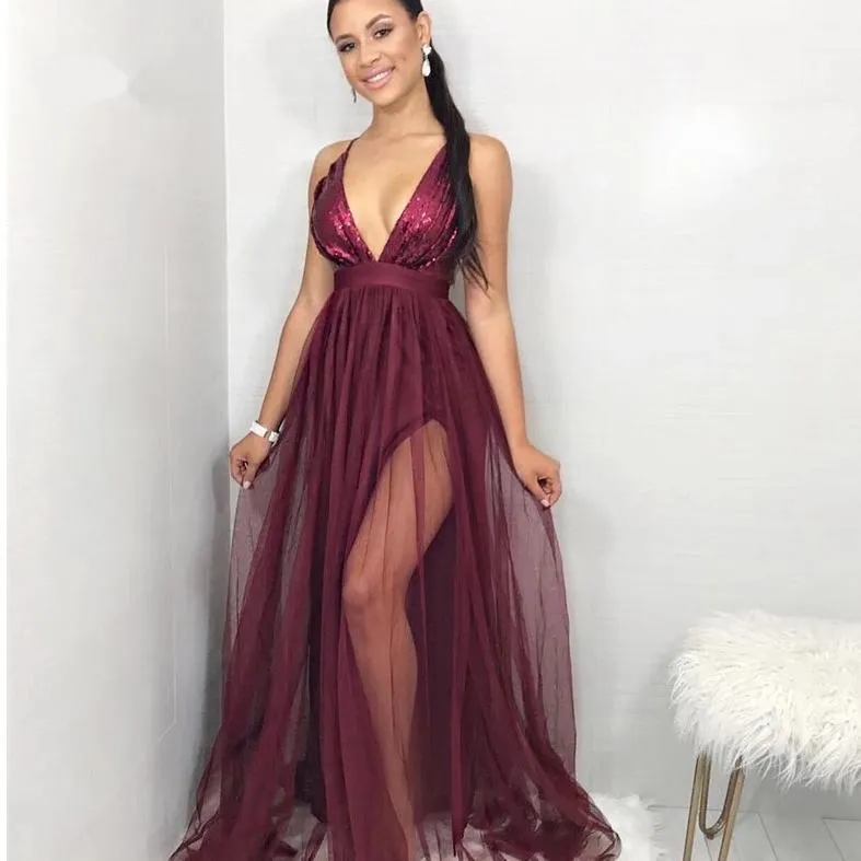 Women's Summer A-Line V-Neck Long Dress With Lace