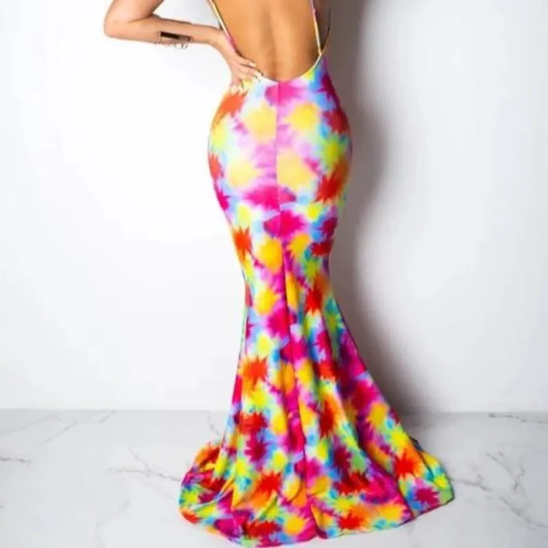 Women's Summer Backless Elastic Maxi Sheath Dress
