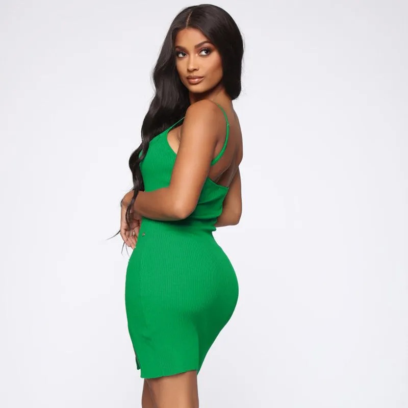 Women's Summer Casual Ribbed Elastic Dress