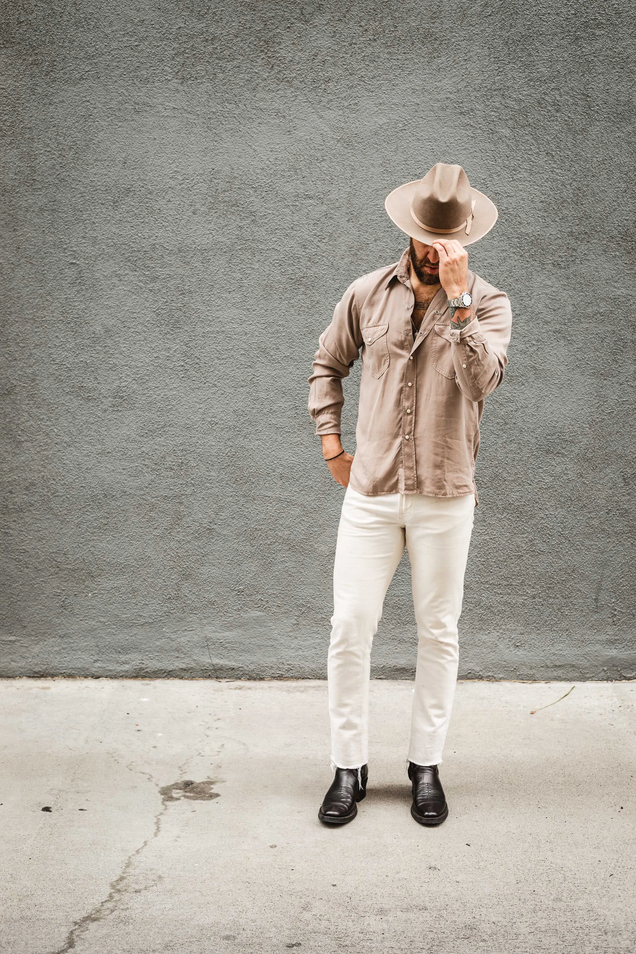 Wythe - Tencel Pearlsnap Shirt - Nutmeg